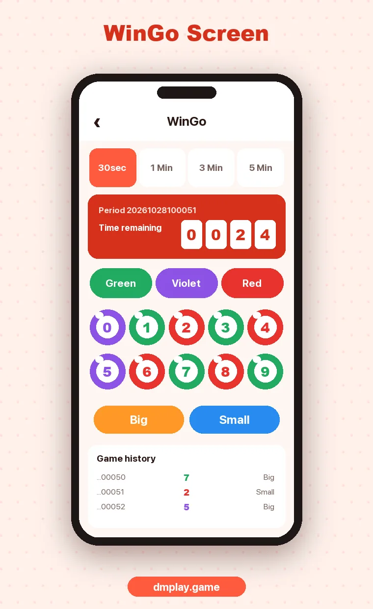 DM Play WinGo screen